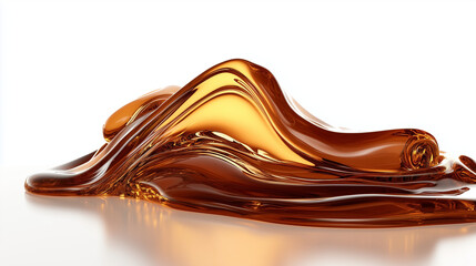 Plama brązowej cieczy z delikatnym, spiralnym wzorem, przypominającym naturalny ruch wirującego płynu.