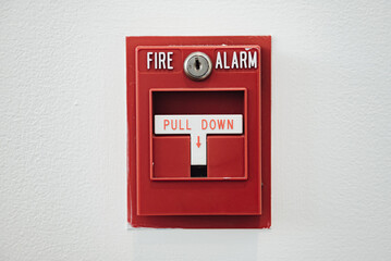 Manual pull station on the fire alarm system in the new Public Safety Center.
