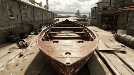 Boat in Shipyard Under Midday Light