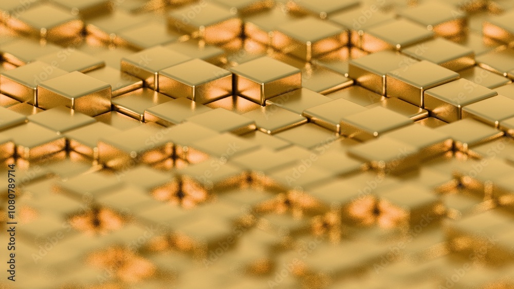 Aufkleber abstract gold cubic surface with shimmering texture