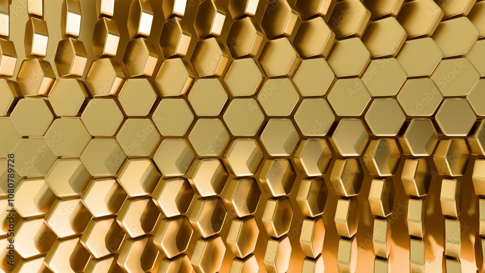 Poster golden honeycomb pattern abstract design