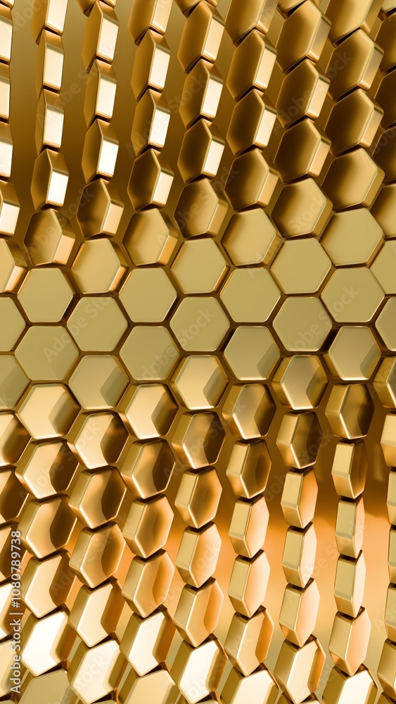 Poster golden honeycomb pattern abstract design