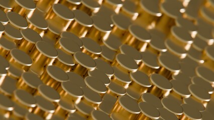 Fototapeta premium Gold Circular Pillars Abstract Pattern Design