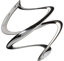 3D Chrome abstract organic shape futuristic y2k freeform element on Transparency Background