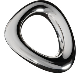 3D Chrome abstract organic shape futuristic y2k freeform element on Transparency Background