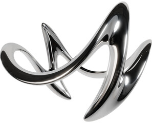 3D Chrome abstract organic shape futuristic y2k freeform element on Transparency Background