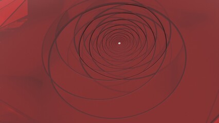 Abstract Red Transparent Panels in Dynamic Formation