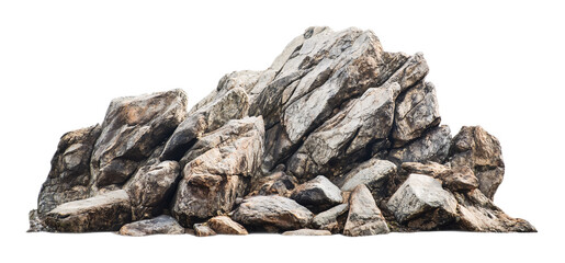 Rocky rugged landscape with stones on a white background. isolated background.