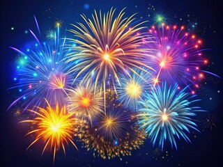 Fototapeta premium Abstract Fireworks Explosion, Dark Blue Background Food Photography