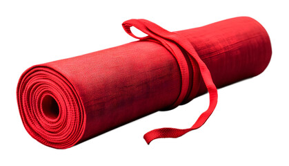 Rolled-up red carpet on a transparent background. isolated background.
