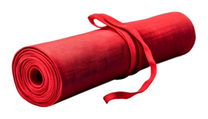 Rolled-up red carpet on a transparent background. isolated background.