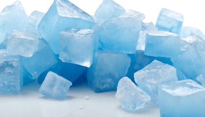 Obraz premium ice in white background,Ice cubes on white background. Heap of crushed ice cubes in white background wide shot.