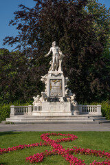 Mozart statue in a Vienna park in Austria