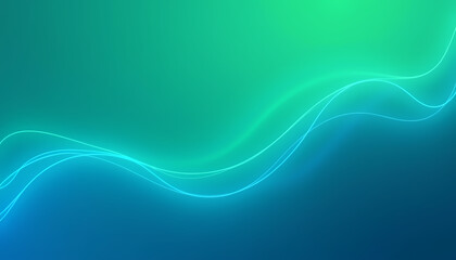 Obraz premium Soft glowing background with blue and green digital light trails or lines, minimal design, futuristic and innovative look