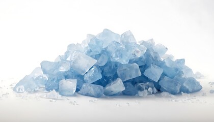 Obraz premium ice in white background,Ice cubes on white background. Heap of crushed ice cubes in white background wide shot.