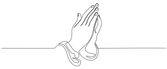 Praying hands line art style vector illustration