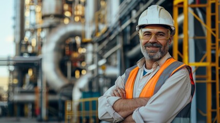 Confident Construction Worker Standing with Arms Crossed Generative AI