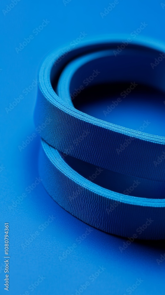 Poster Two grosgrain ribbons forming concentric circles on a blue background create an interesting abstract composition, perfect for backgrounds and design projects