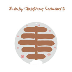 Family Christmas Ornament, Family Christmas Nameplate , Round Christmas Sign, Christmas Illustration