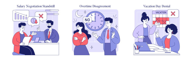 Workplace Disputes. Flat Vector Illustration