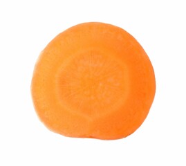 Slice of fresh ripe carrot isolated on white