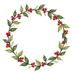Vintage Christmas Watercolor Wreath – Holiday Charm