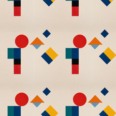 Vibrant geometric patterns with playful shapes on a textured background