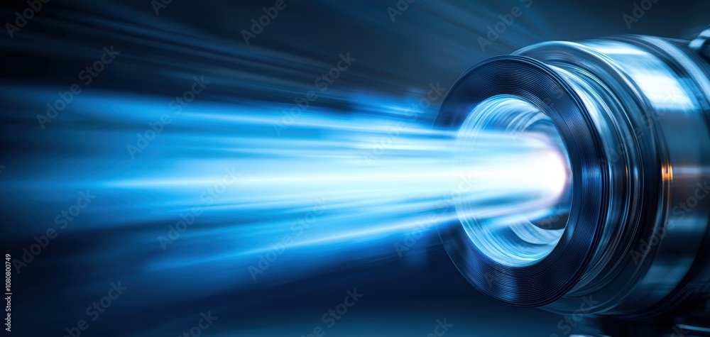 Aufkleber turbocharger installation concept. a dynamic image showcasing a jet of blue light emanating from a c