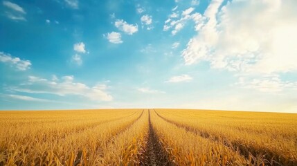 Obraz premium Expansive Cornfield Under Vast Blue Sky