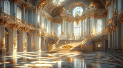 Fototapeta premium Grand interior of an opulent hall with intricate design elements.