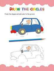 Naklejka premium Complete the picture, Finish the picture worksheet, Copy and color the picture, Draw the picture, How to draw