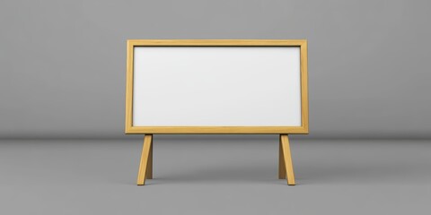 Wooden Framed Blank Sign on Neutral Gray Background Ideal for Advertising, Promotions, Menus, Announcements, and Event Displays in Various Settings