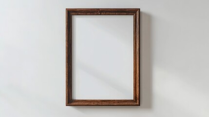 Vintage wooden frame mockup in A4 2x3 vertical format against a clean white backdrop 3D visualization