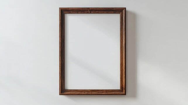 Vintage wooden frame mockup in A4 2x3 vertical format against a clean white backdrop 3D visualization