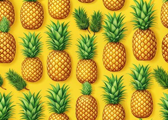 Fototapeta premium Pineapple Seamless Pattern Background - AI Photo