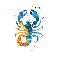 A watercolor painting of a Scorpion Symbol, isolated on a white background. Scorpion Symbol vector.