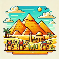 Cairo Pyramids in Playful Colors