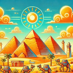 Cairo Pyramids in Playful Colors