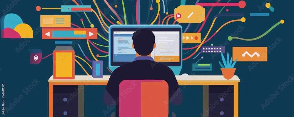 Poster Programmer working with cloud computing and big data management system