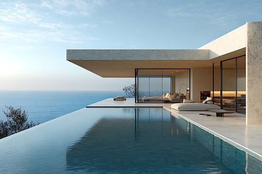 Modern villa with infinity pool overlooking the ocean