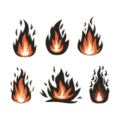 A set of fire vector illustration design