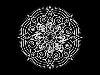 Abstract black and white outline doodle mandala vector illustration
