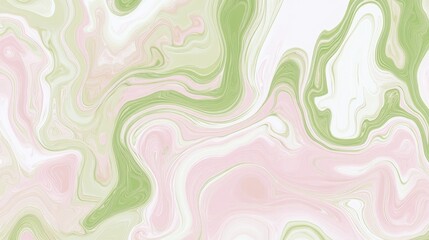 Abstract Swirling Patterns in Soft Green, Pink, and White Tones Capture a Serene and Organic Feel, Ideal for Modern Design and Art Projects