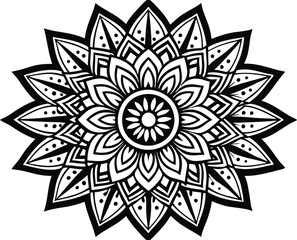 Indian traditional mandala art design line art vector 