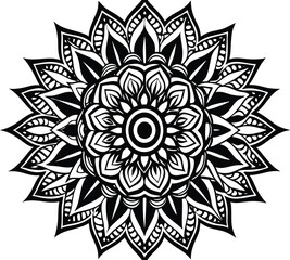 Indian traditional mandala art design line art vector 