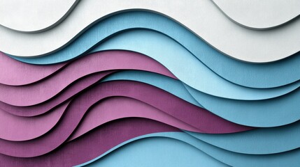 Fototapeta premium Abstract Waves of Blue, Purple, and White in a Modern Design, Showcasing Soft Curves and Textured Layers, Ideal for Contemporary Aesthetic Projects