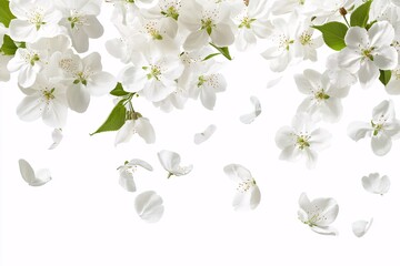 Obraz premium White Blossoms Falling - Delicate Spring Flowers in Bloom
