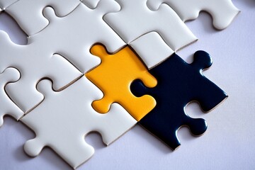 Fototapeta premium Isolated puzzle piece with one missing corner, symbolizing the concept of a missing piece