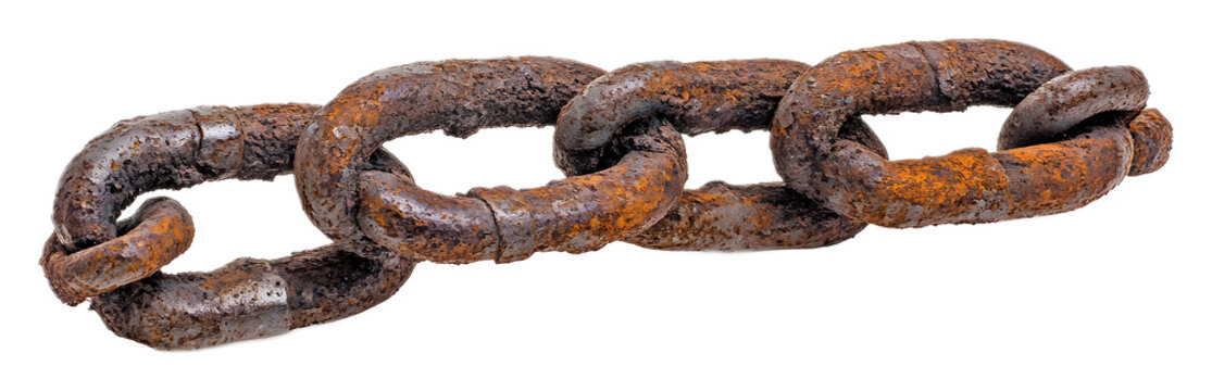 rusted metal chain isolated on white background