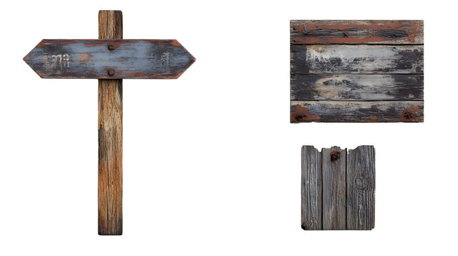 Rustic signage showcase on a transparent background. isolated background.